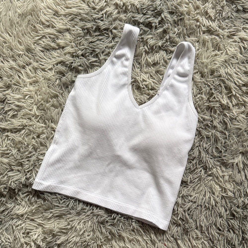 White Ribbed Tank Top